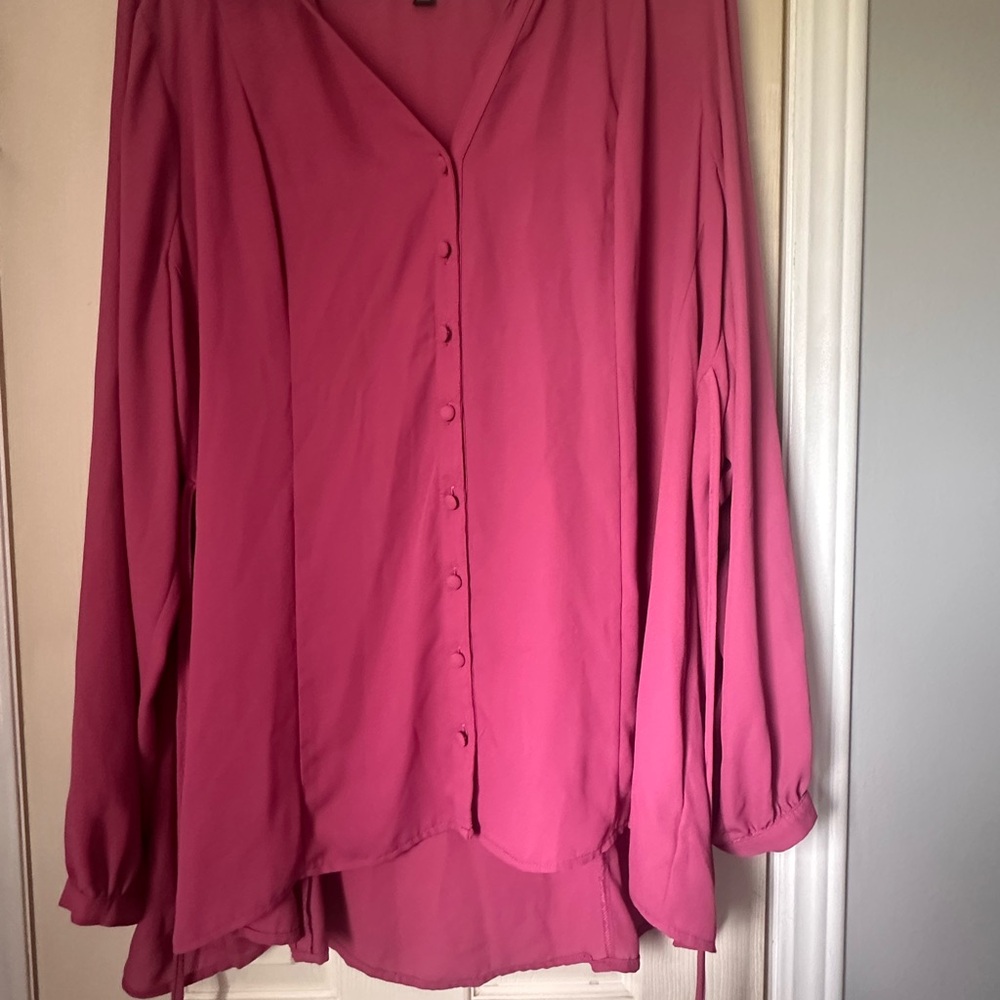 Torrid Red Buttoned Blouse with Notched Collar